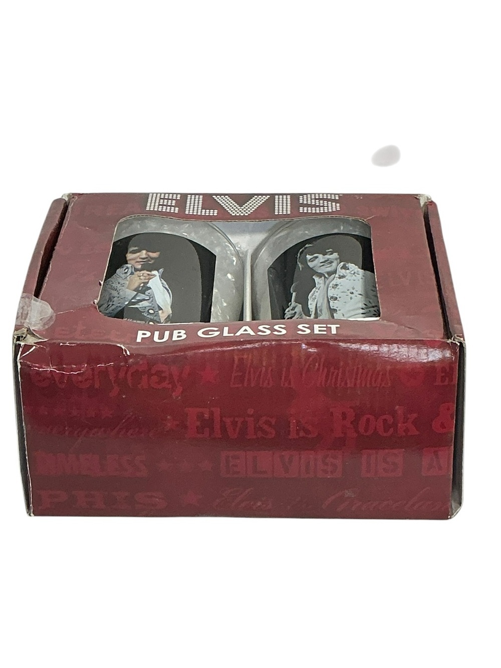 ELVIS Presley Pub Pint Glass Set Vintage Collectible 16 Oz Set of 2 Boxed - Picture 12 of 16
